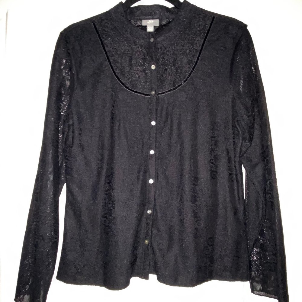 J. Jill Stretch  Long Sleeve Button Up  Lace M